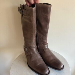 Naturalizer Brown Leather Size Zip Mid Calf Riding Boots Women 7